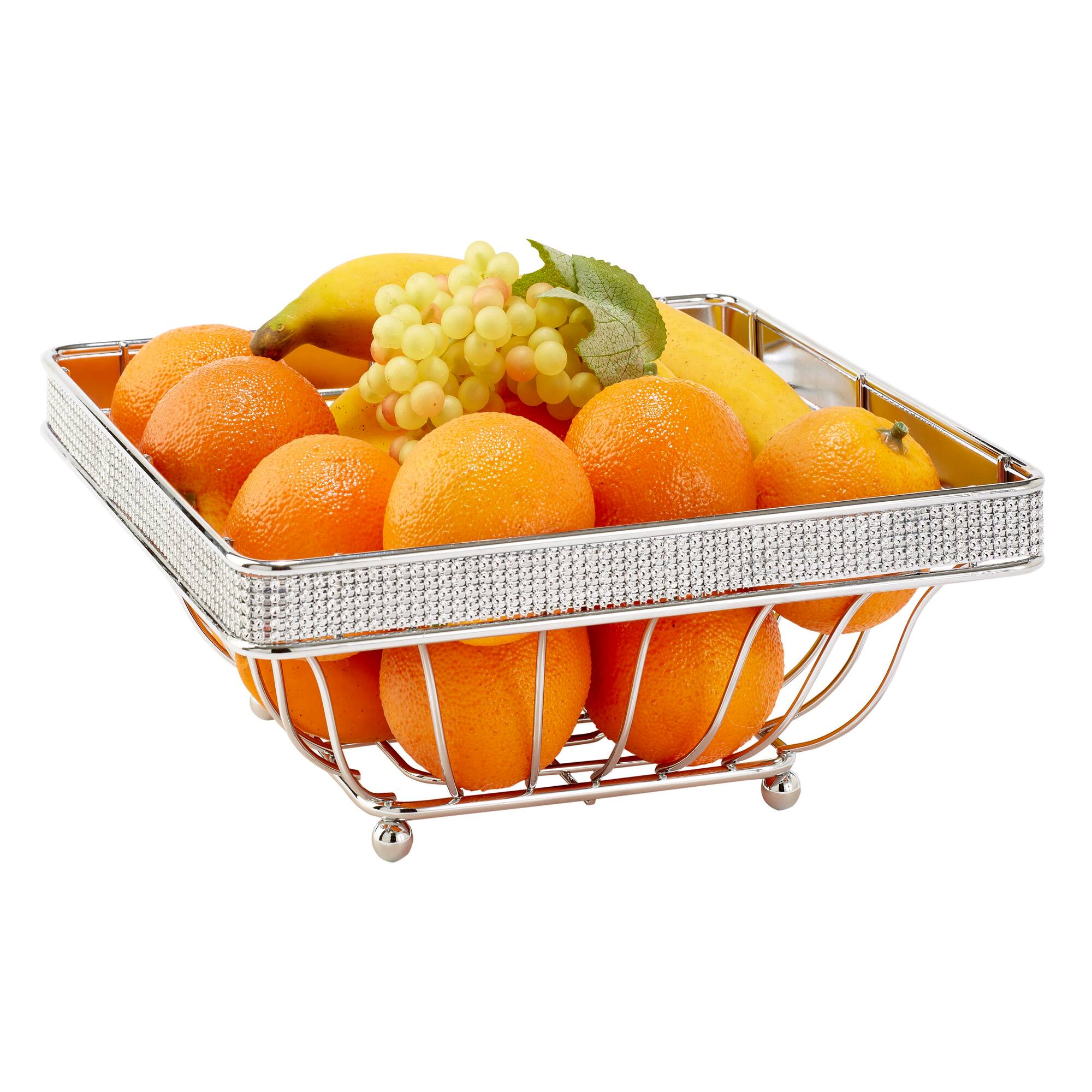 Kitchen Details Chrome Pave Diamond Fruit Basket